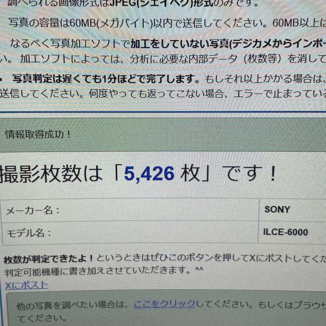 ショット数 5426回 SONY α6000 SELP1650