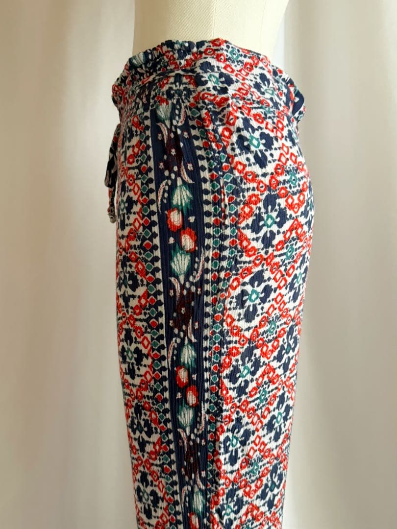 古着 ビンテージ 80s 90sレーヨン 総柄 ラフパンツ フリル