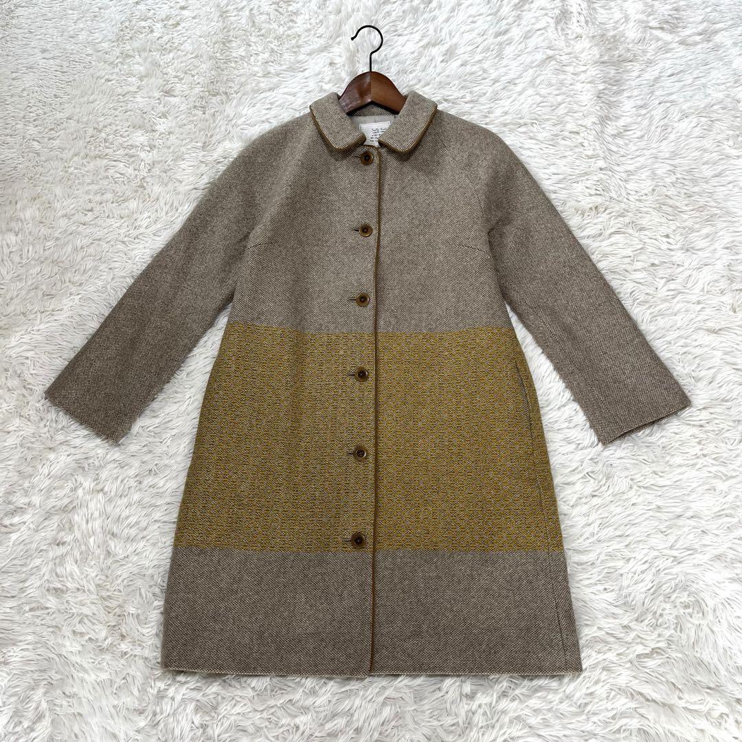 【NEW限定品】 ウールコート 美品】サリースコット 刺繍 パイピング 丸襟 ジャケット・アウター