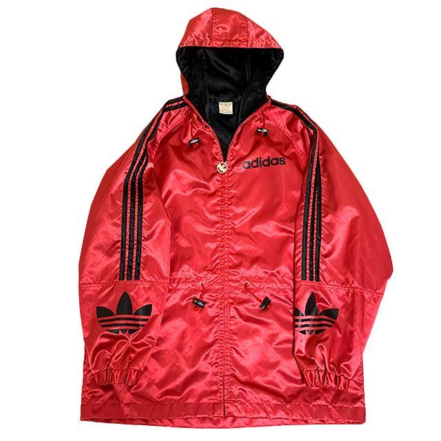 【希少✨美品】アディダス 銀タグ デサント別注 ナイロンパーカー レッド