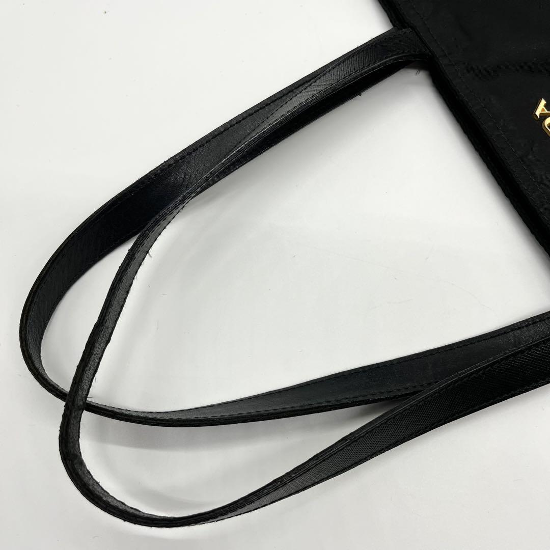 PRADA トートバッグ サフィアーノ×ナイロン 肩掛け 黒 ベア