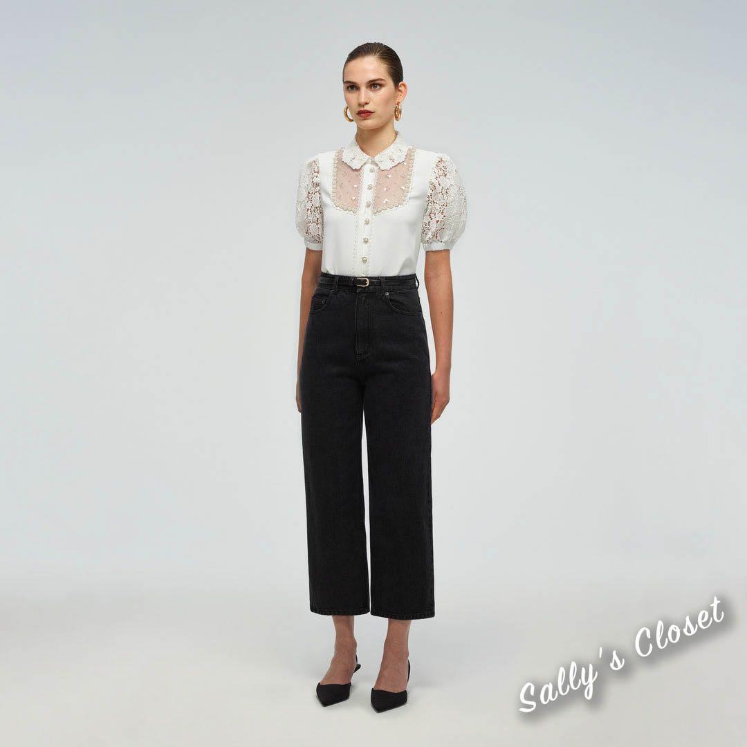 ❤️人気作 新品♡ SelfPortrait 白いレース半袖ブラウス♡　414