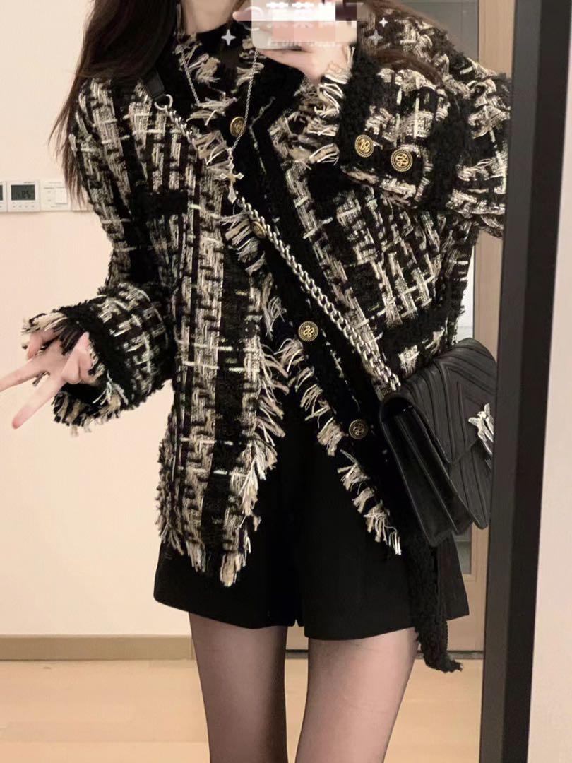 冬のお出かけに最適❄️ゆったりチェック柄ジャケット