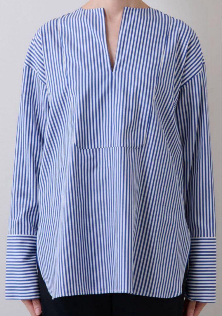 訳あり商品 美品】ウィムガゼット スラッシュブラウス ストライプ シャツ トップス