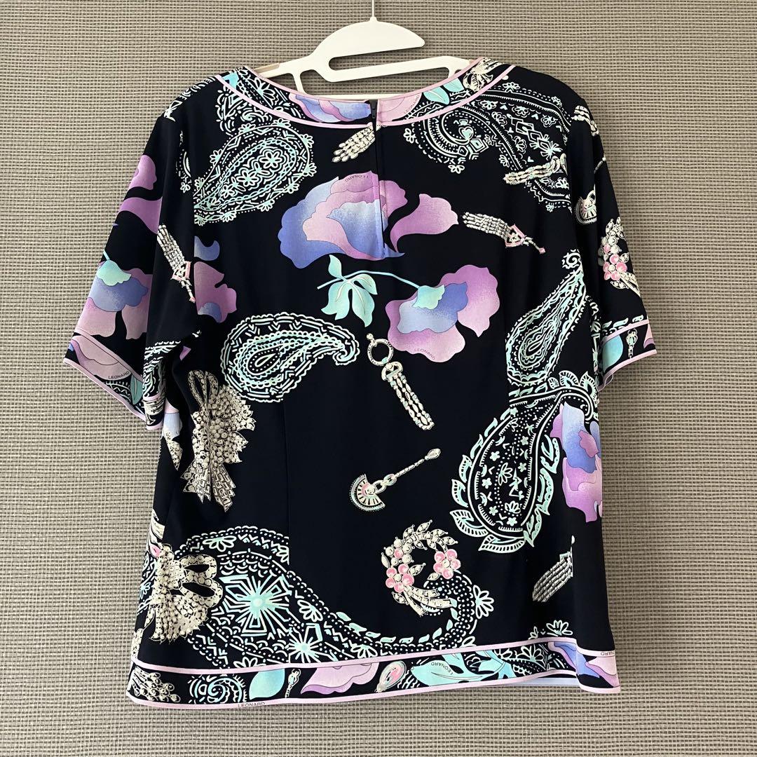 専用★美品✨レオナール カンカン カットソー 花柄 ペイズリー トリム LL