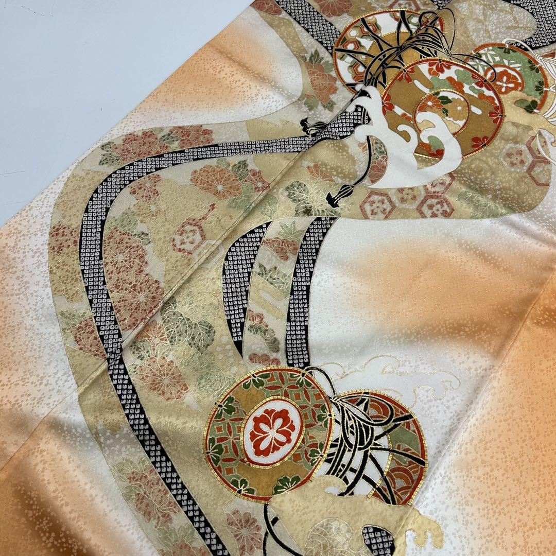 付け下げ】十二支模様 刺繍 綸子 正絹 干支 正月 巳 着物