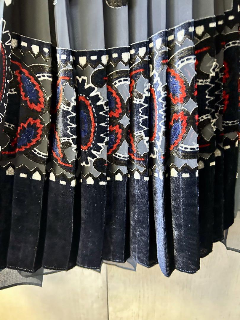 sacai/サカイ プリーツペイズリー巻きスカート ネイビー - メルカリ