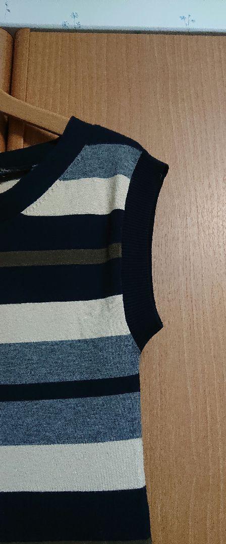 マックスマーラ　ノースリーブ　スキッパーニット　リブ　レーヨン　コットン　M ☆ MaxMara ☆ マックスマーラ ノースリーブニット トップス