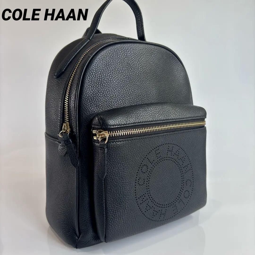 COLE HAAN コールハーン リュック 2way 黒 レザー ゴールド金具