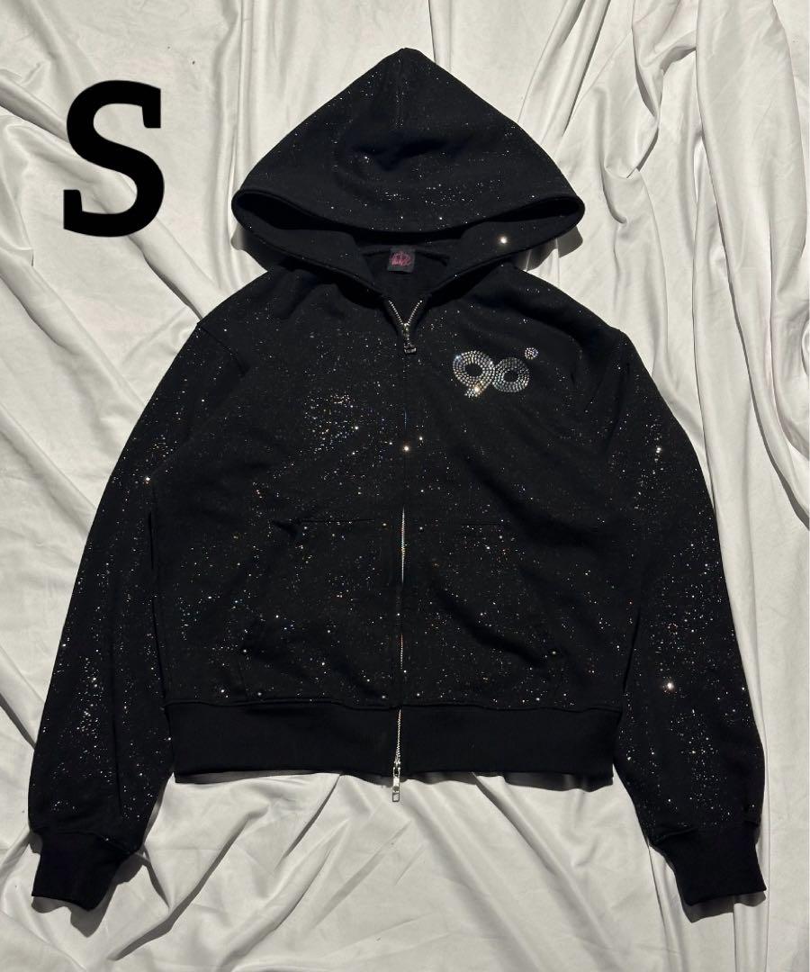 9090 girl Logo Glitter Light Zip Hoodie