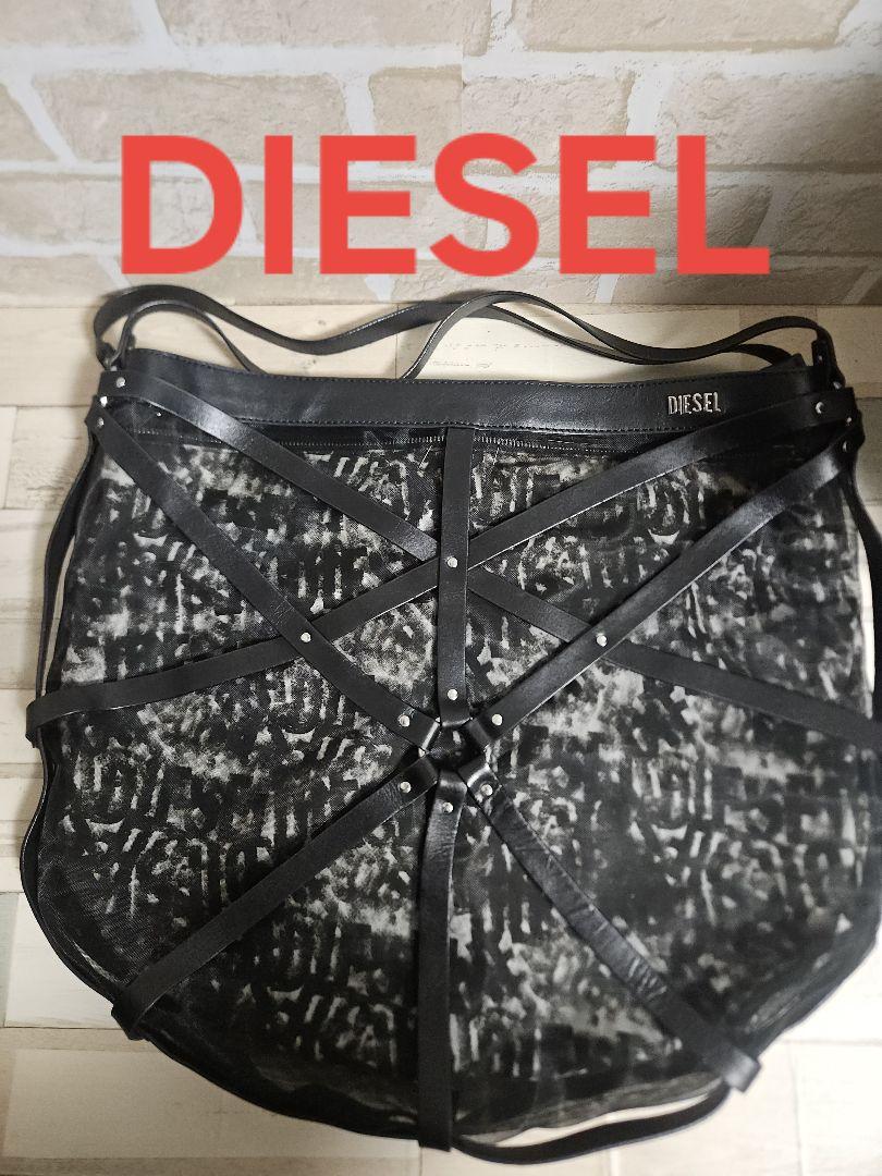 DIESEL メッシュとレザーショルダーバッグ