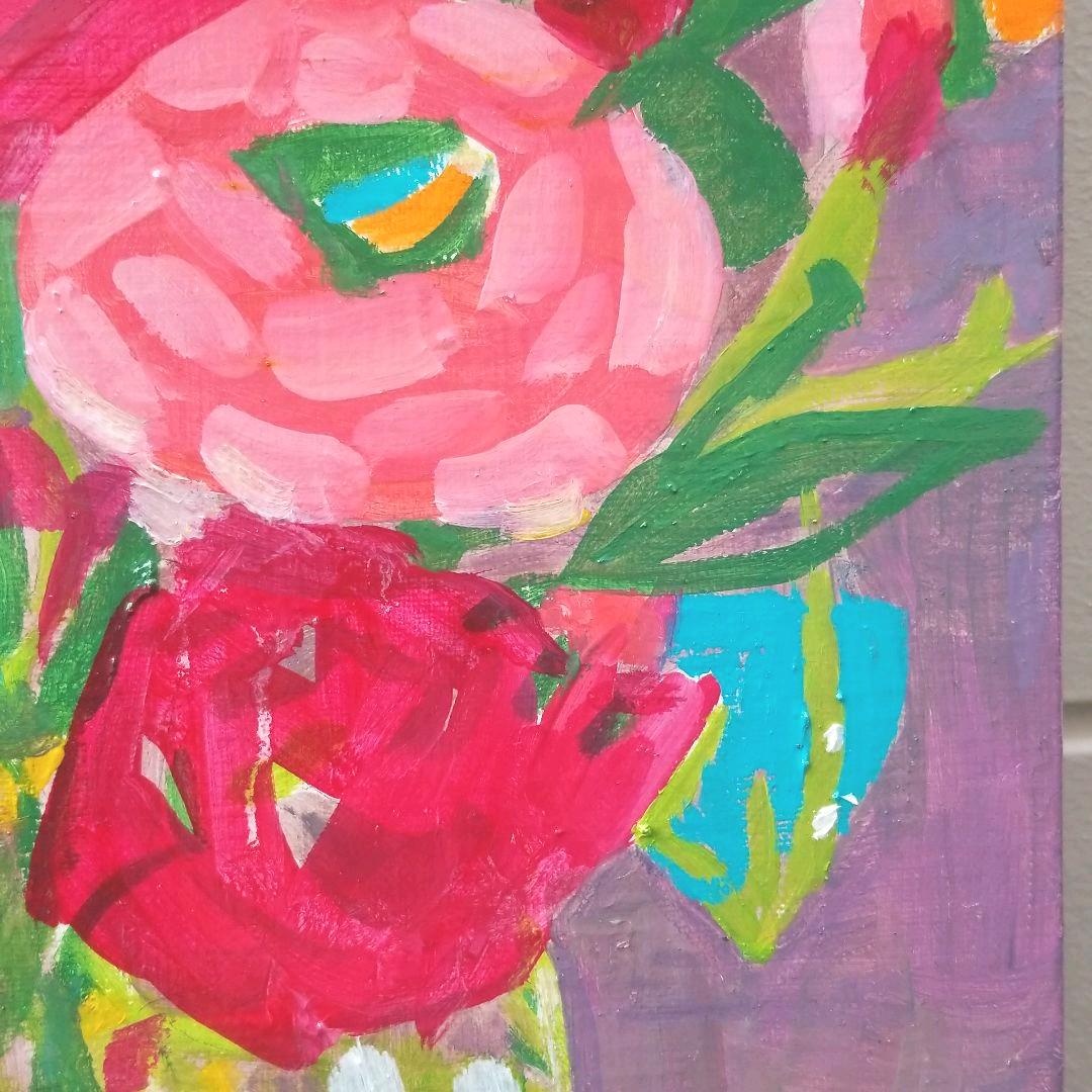 油絵　専用　透明感のある花瓶のお花　抽象画