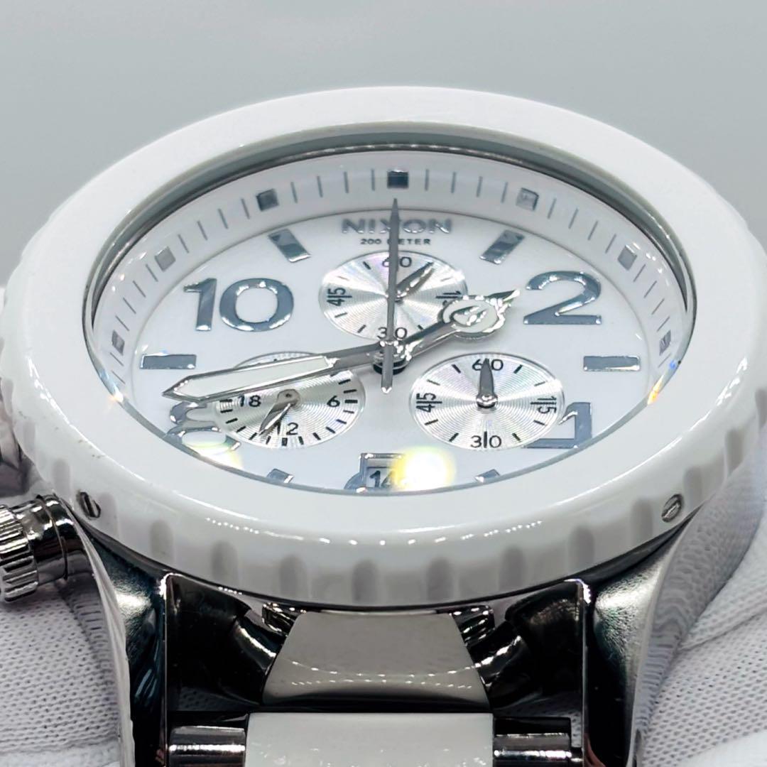 【美品】NIXON 42-20 CHRONO ニクソン クロノ ホワイト シルバ