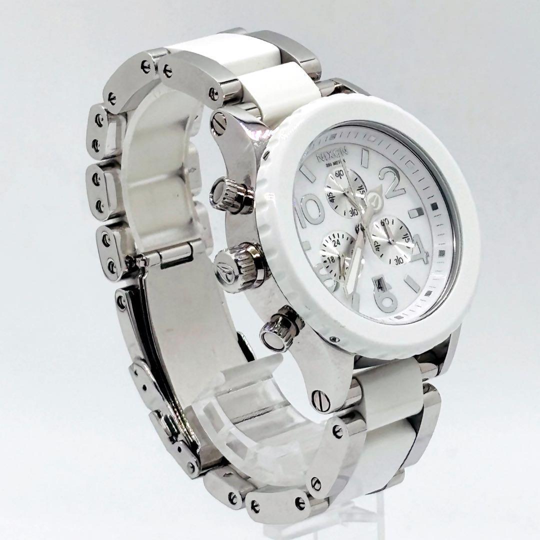 【美品】NIXON 42-20 CHRONO ニクソン クロノ ホワイト シルバ