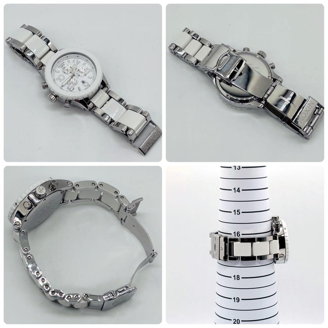 【美品】NIXON 42-20 CHRONO ニクソン クロノ ホワイト シルバ