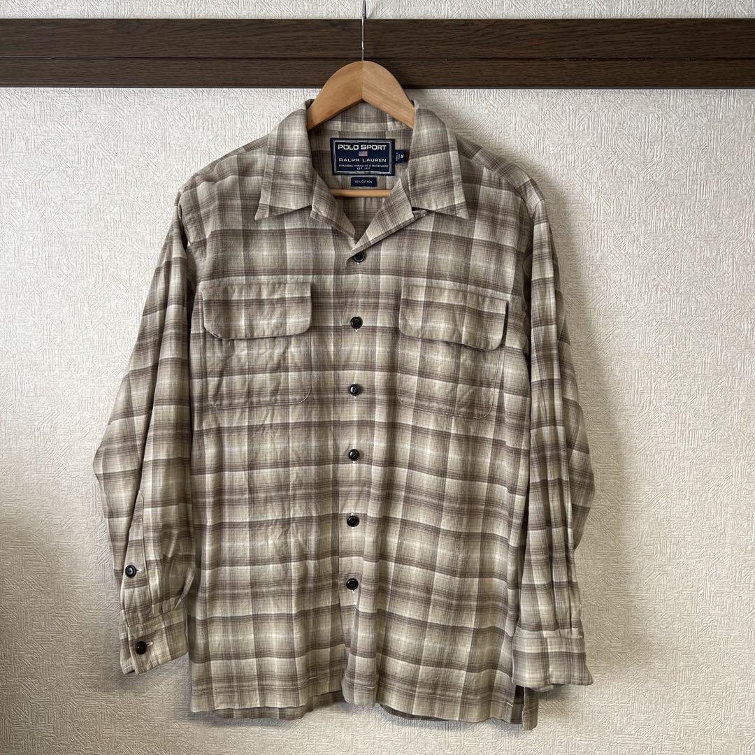 【美品】 ラルフローレン ポロスポーツ 長袖チェックシャツ オープンカラー
