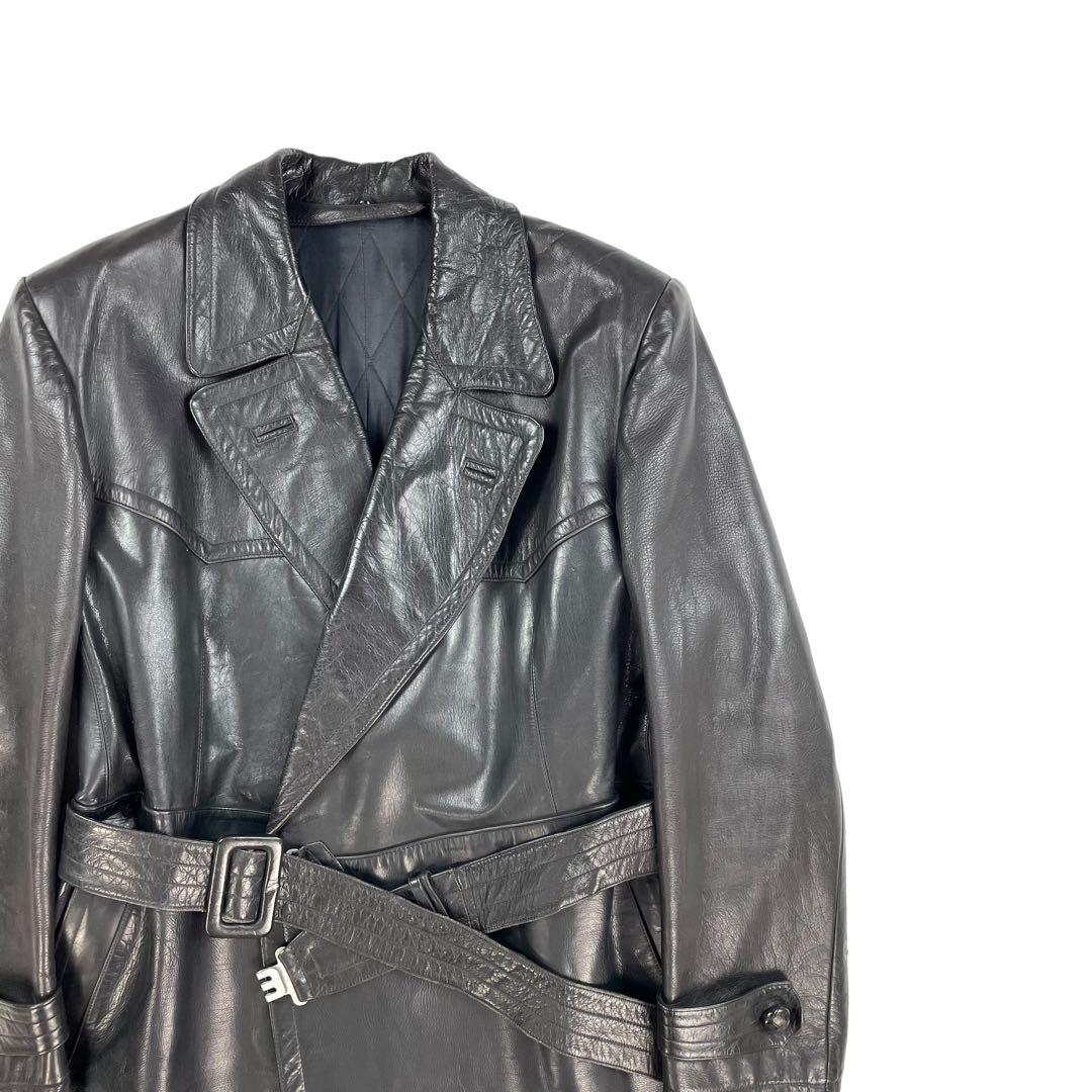 【至高の逸品】 Paris 80s Vintage 本革 レザー ロング コート 至高の逸品】 Paris 80s Vintage 本革 レザー ロング コート