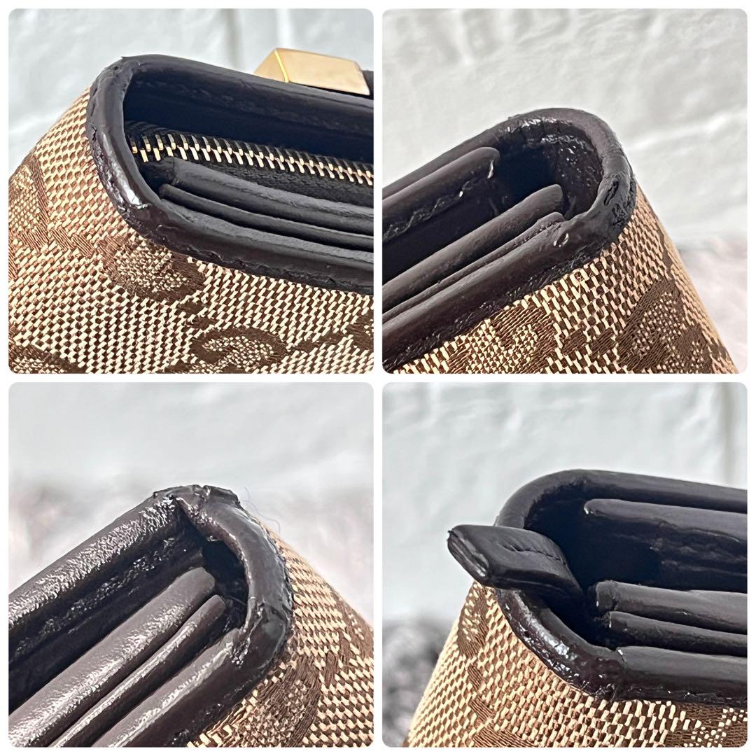 良品✨GUCCI 長財布　ロゴプレート　GGキャンバス　ブラウン　メンズ