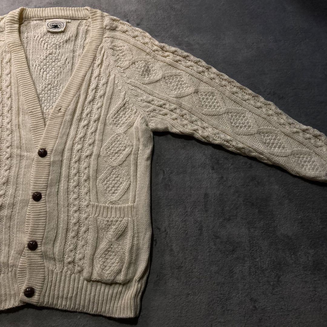 Cardigan フィッシャーマンニット アクリル 人気デザイン アイボリー M