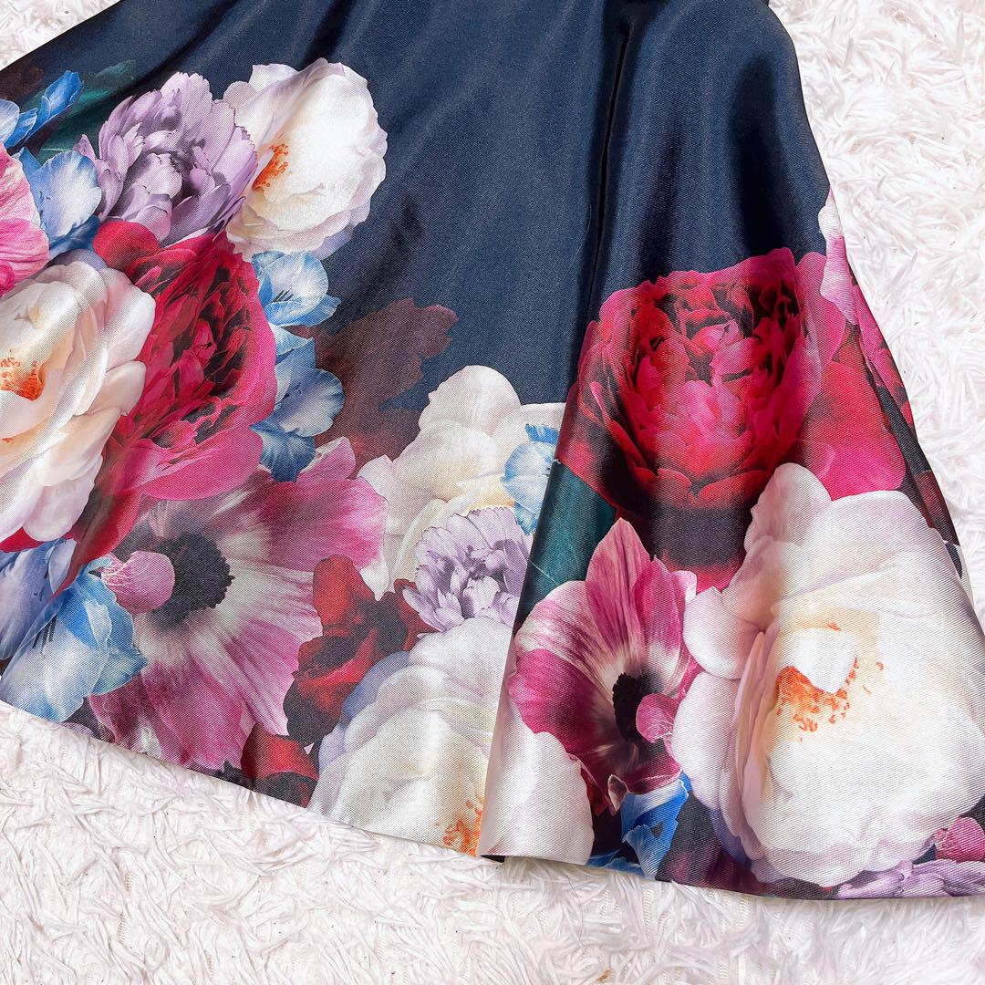 TED BAKER オフショル 花柄 フレア ワンピース ドレス ネイビー