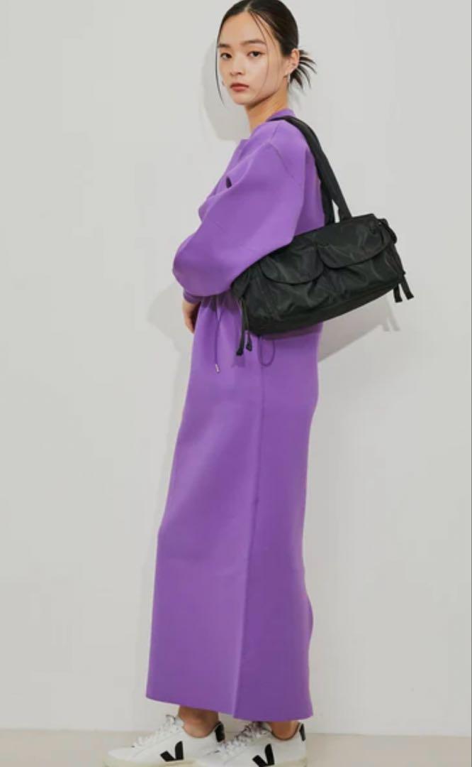 美品ADAM ET ROPE パープル フォルムニットワンピース