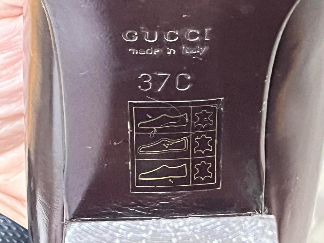 GUCCI グッチ パンプス ヒール靴 金具付き レッドブラウン 37C