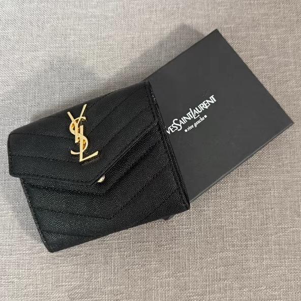 Yves Saint Laurent 三つ折り財布 ブラック - メルカリ