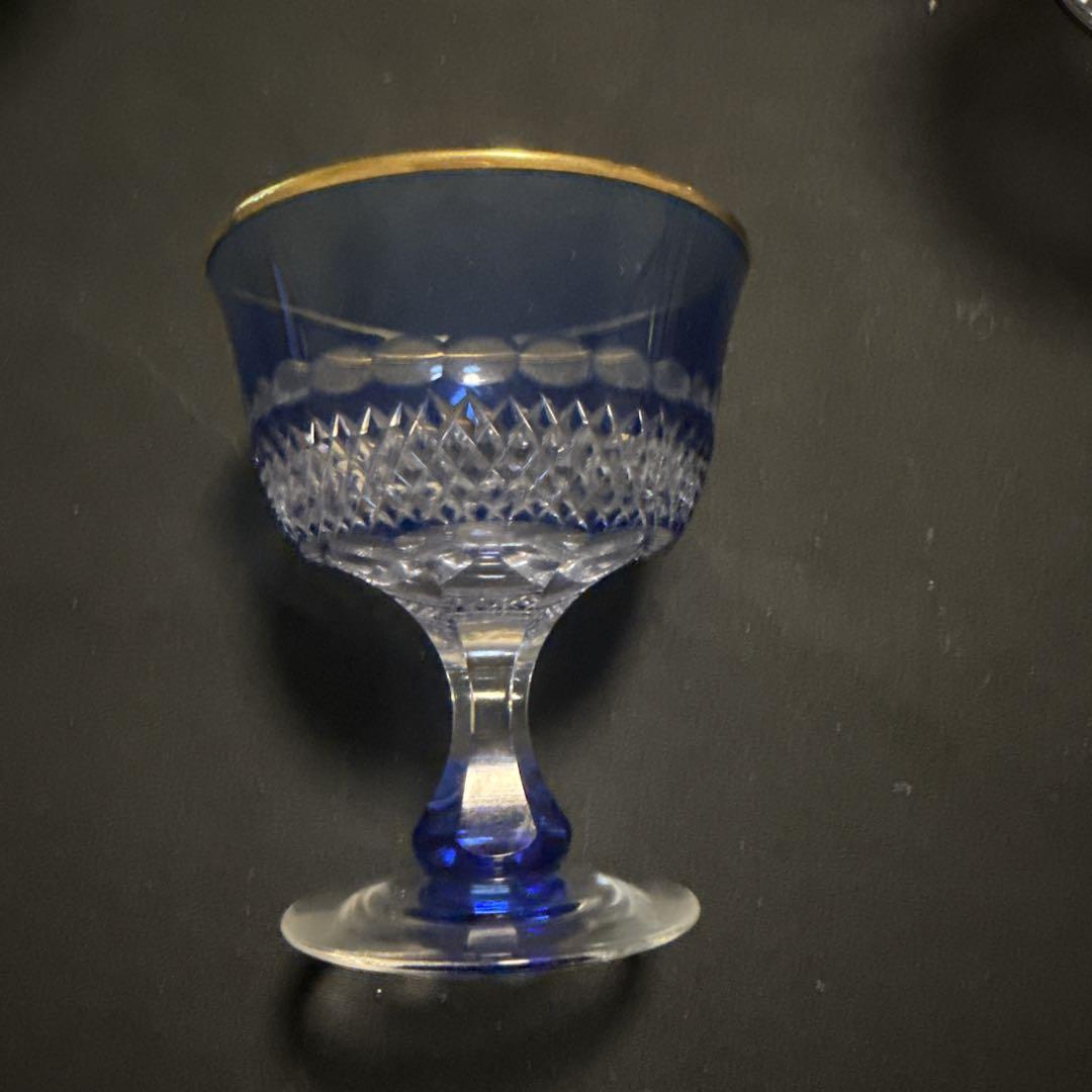 KAGAMI CRYSTAL カガミクリスタル 懐石杯 5客セット 色被せ 切子