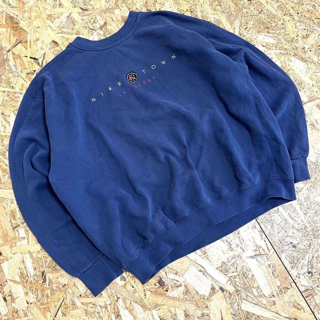 90s OLD NIKE TOWN sweat 白タグ フェード USA製 トップス