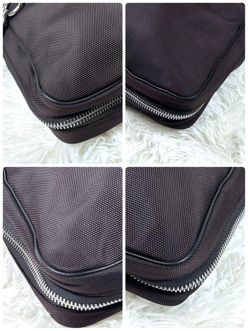 美品✨ バリー CASMA ハンドバッグ ブラウン ナイロン レザー