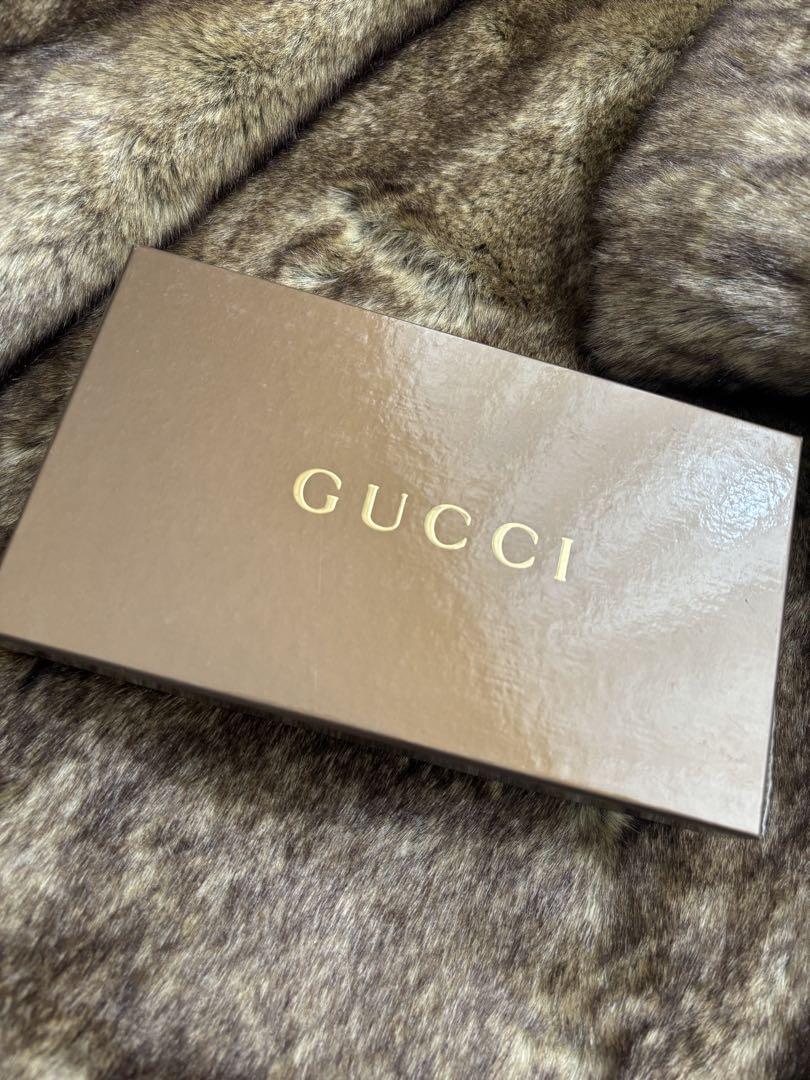 GUCCIシマ 長財布 レザー ダークブラウン 札入れ