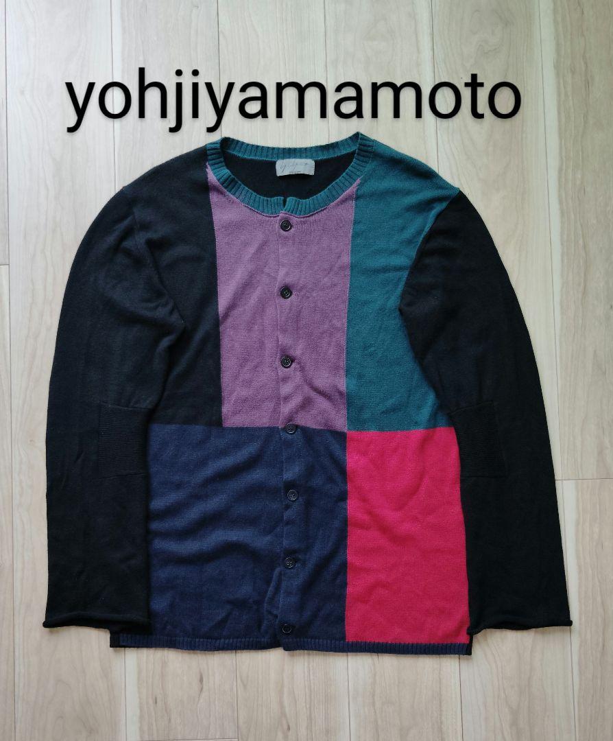 ★カシミヤ 16ss 色切り替えカシミヤカーディガン yohjiyamamoto