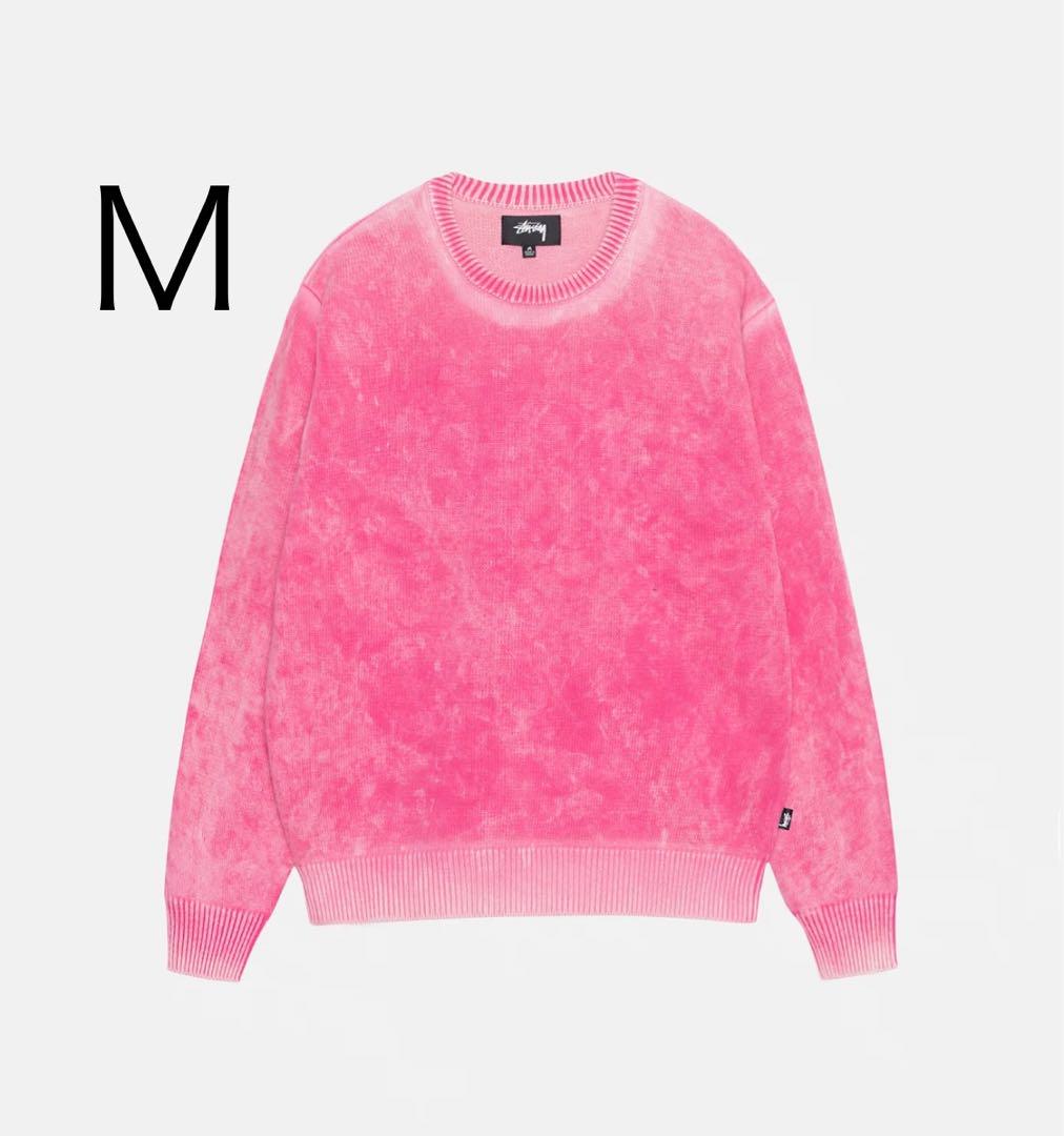 M stussy faded cotton knit ニット セーター ピンク