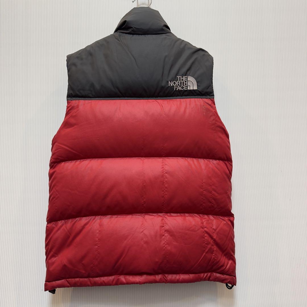 THE NORTH FACE ダウンベスト レッド/グレー 700フィル S-M