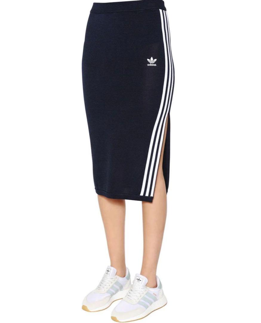 adidas オリジナルス ニットスカート タイトスカート M 紺 白