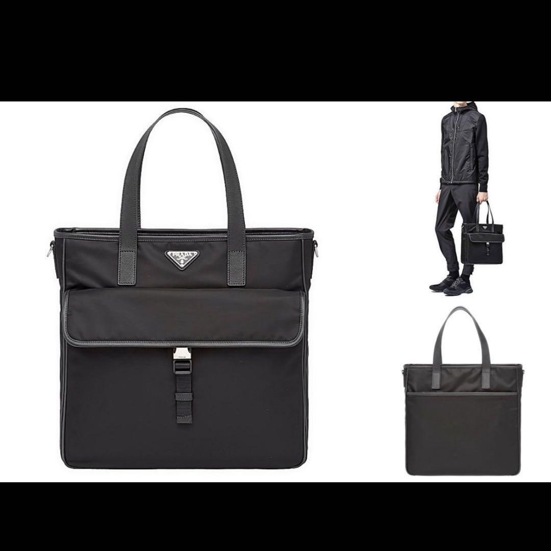 PRADA プラダ 2018 定価16万 ギャラ付 レザー ロゴ トート バッグ