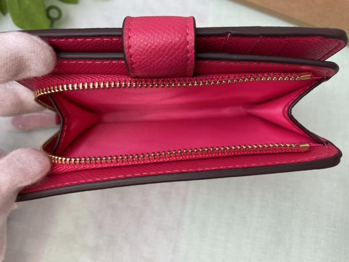 在庫日本製 COACH シンプル ビビットピンク VDCo4-m84511986148 コーチ 二つ折り財布 超激得安い