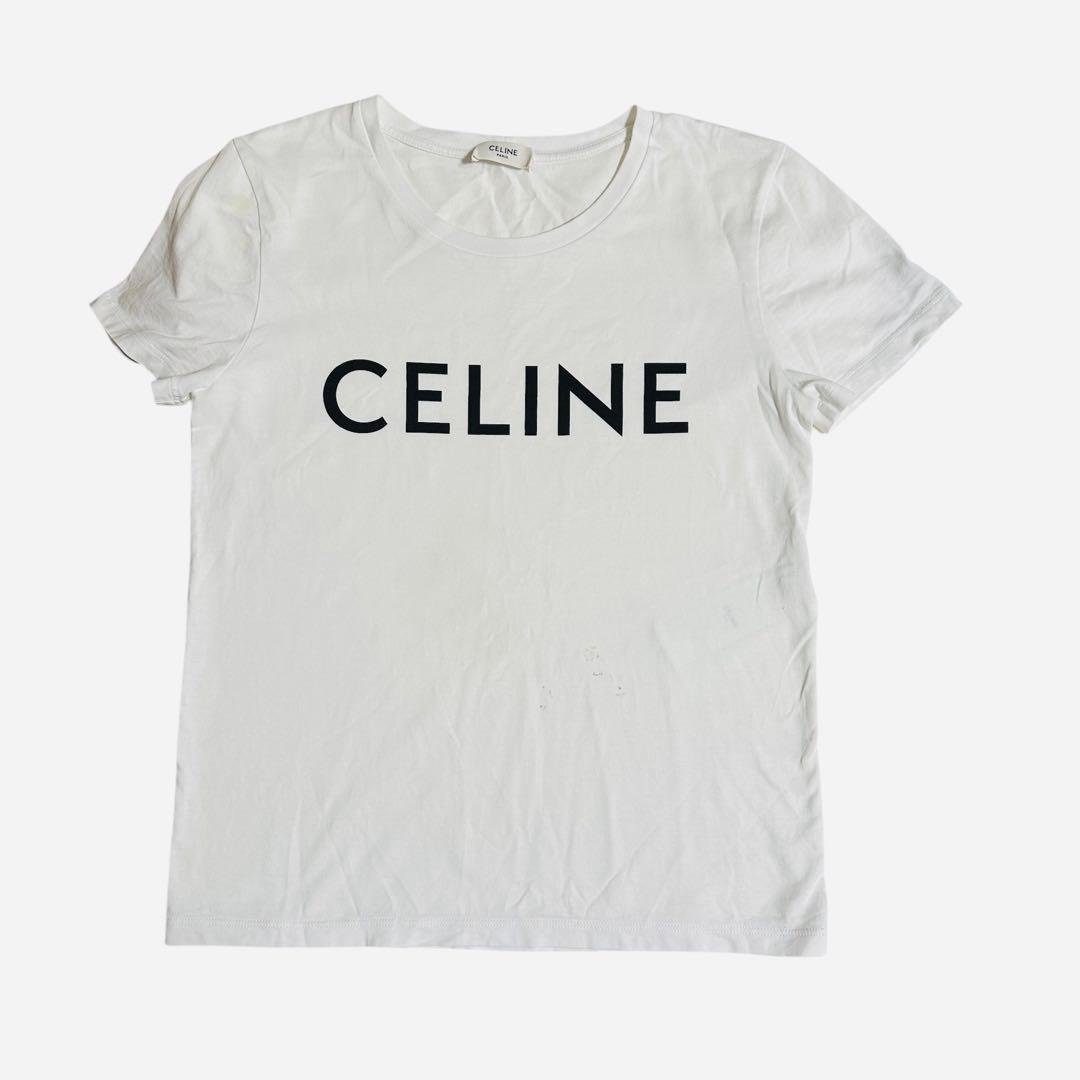 【CELINE セリーヌ】ロゴTシャツ XS ホワイト コットン100%