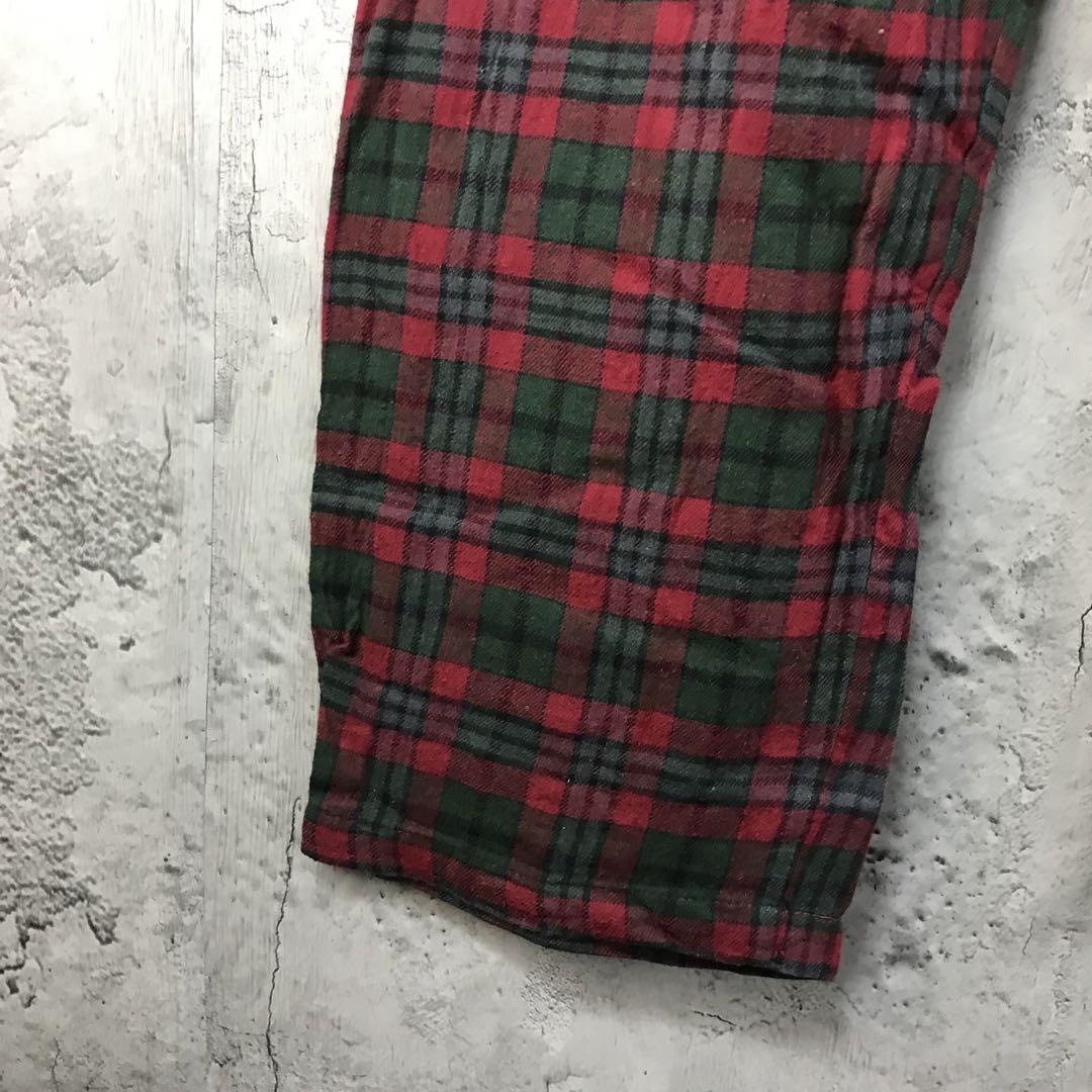 yz67古着　チェックパンツ　パジャマパンツ　赤　緑　グレー　黒　90s Y2K