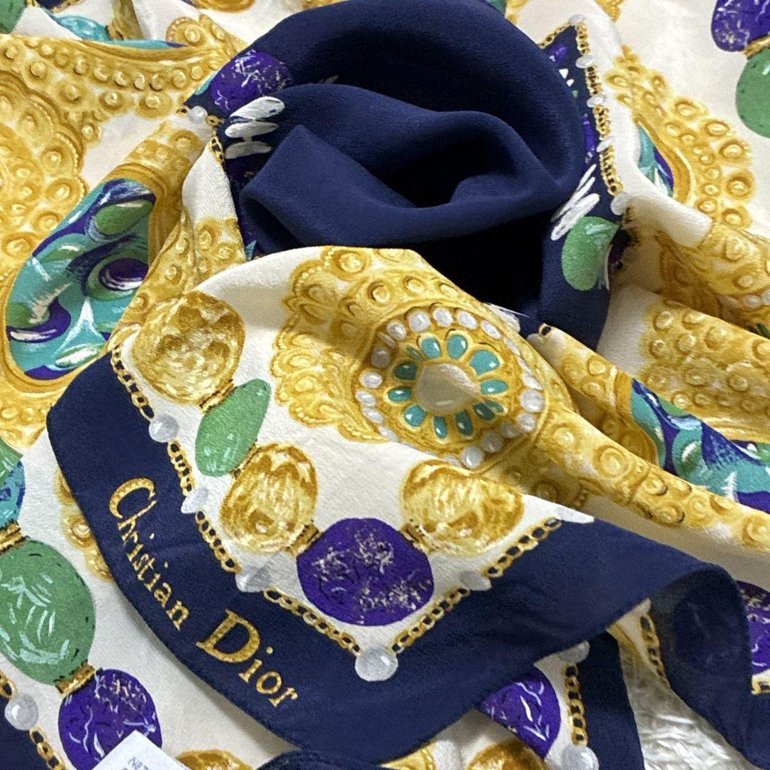 が大特価！ 極美品】クリスチャンディオール シルク イタリア製 宝石柄 小物