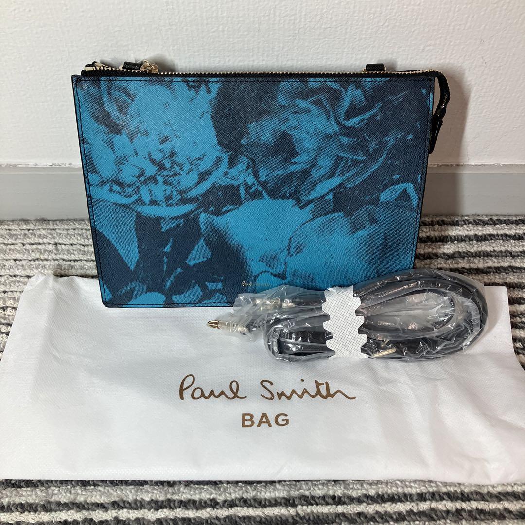 【新品】ポールスミス ハーフフローラル ショルダーバッグ ターコイズ 袋付き
