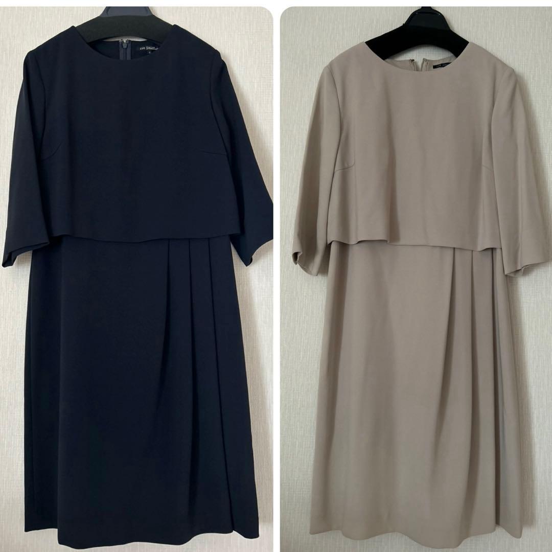 23区＊セットアップ風ワンピース ネイビー&ベージュ 32