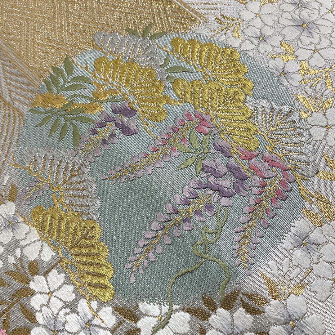 美品○最高級西陣織○唐織○本金箔○袋帯○六通柄○藤○金糸○長