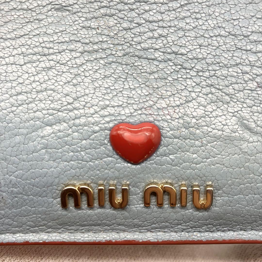 ミュウミュウ　マドラスラブ ハート　2つ折り財布　青　水色 MIU MIU（ブルー・ネイビー/青色系）のフリマアイテム一覧