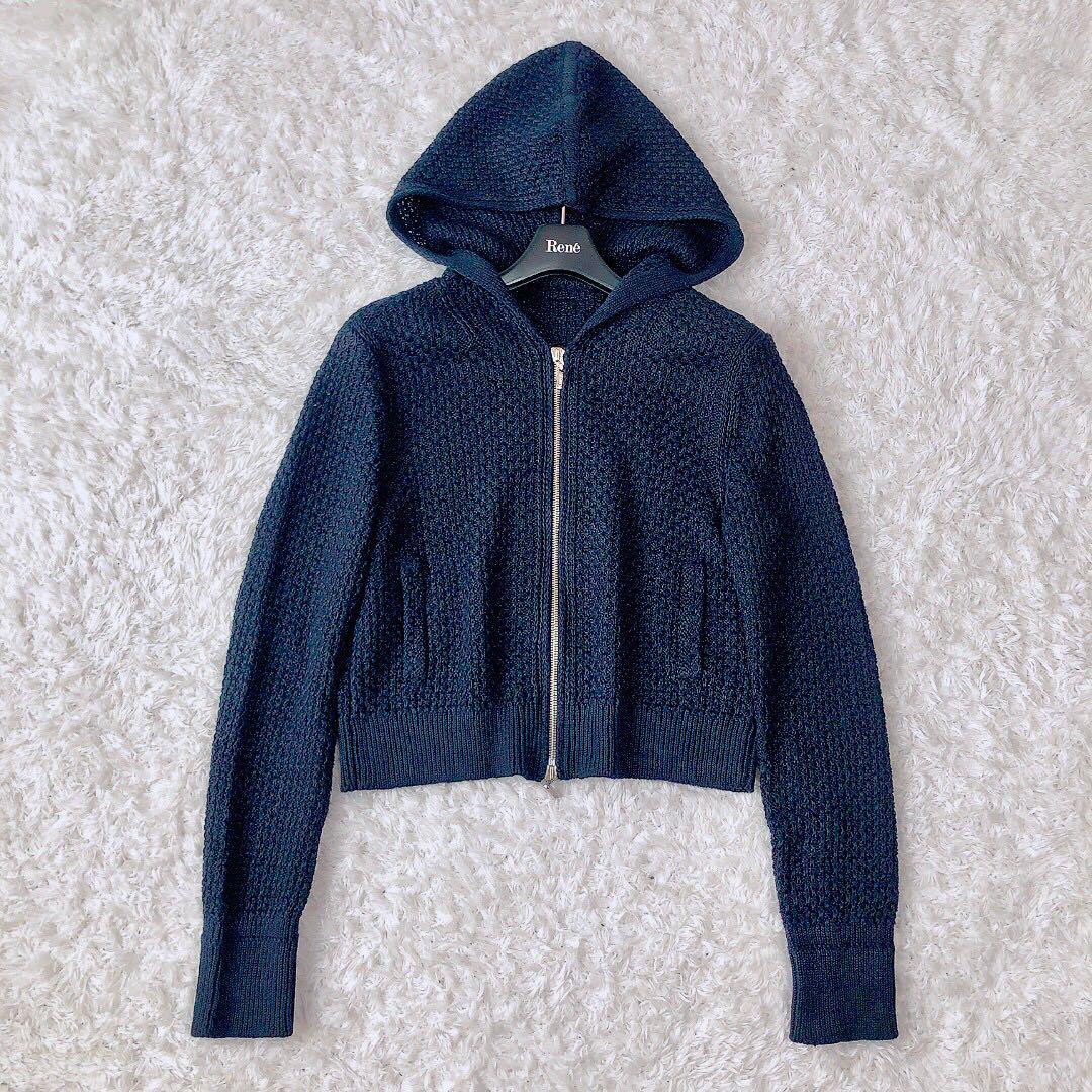 フォクシー Short Hoodie リネン フーディ カーディガン パーカー
