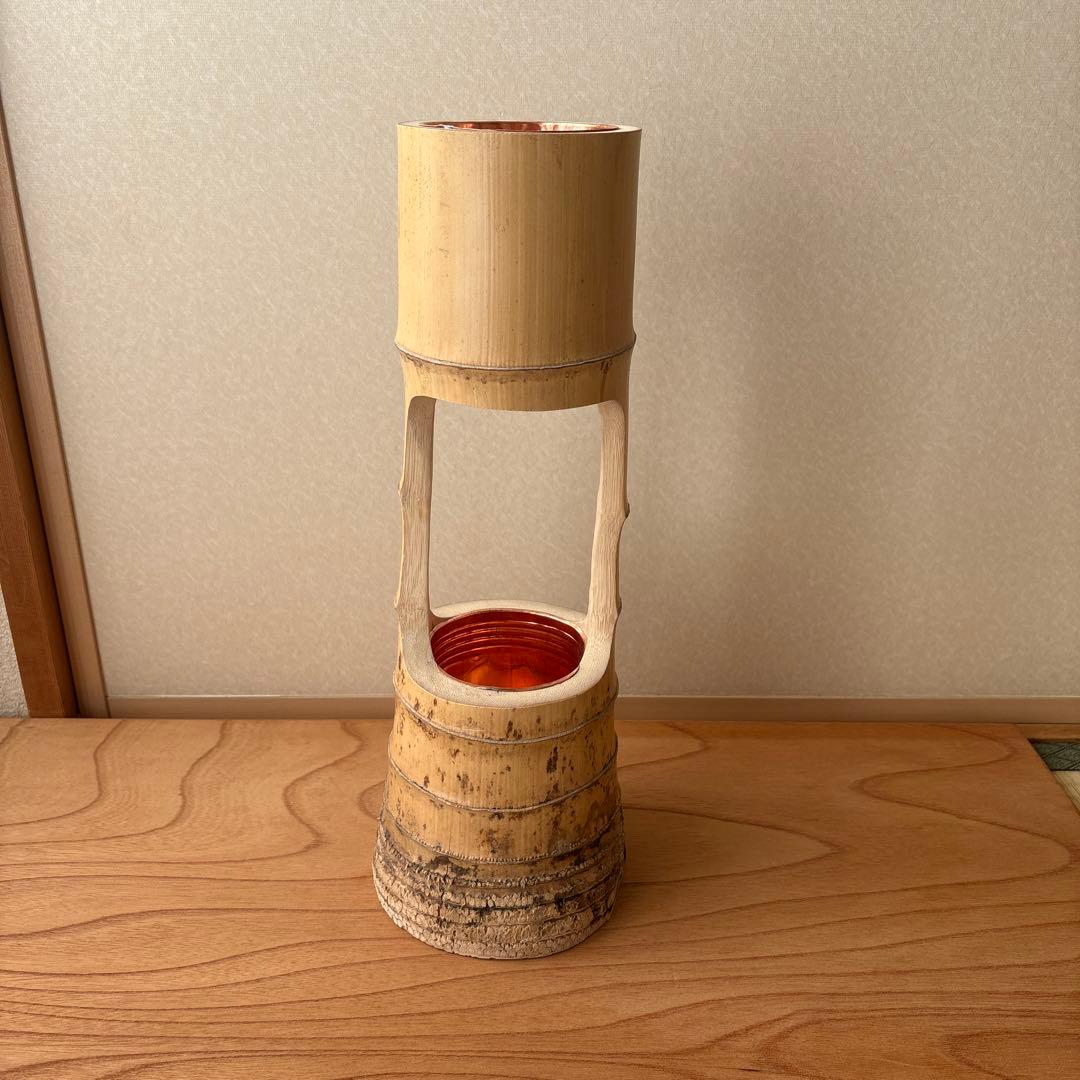 47 根付き　ミニサイズ　二重切　生け花　生花　竹花入れ　竹筒　華道具