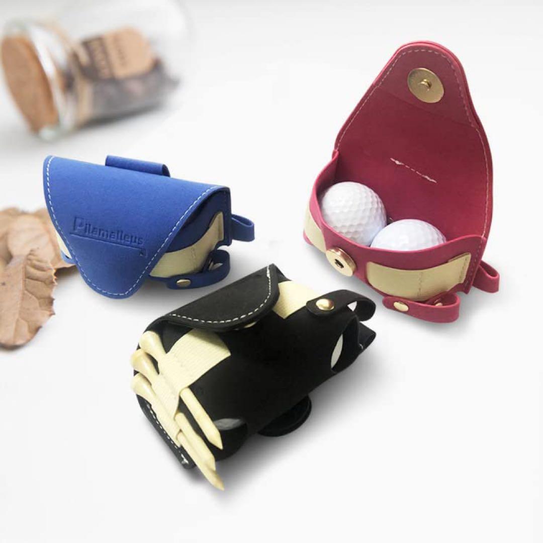 ゴルフボールケース 2個入れ用 PU革 ティー付き 3色 ゴルフボールホルダー ゴルフボールケース 2個入れ用 PU革 ティー付き 3色 ゴルフボールホルダー