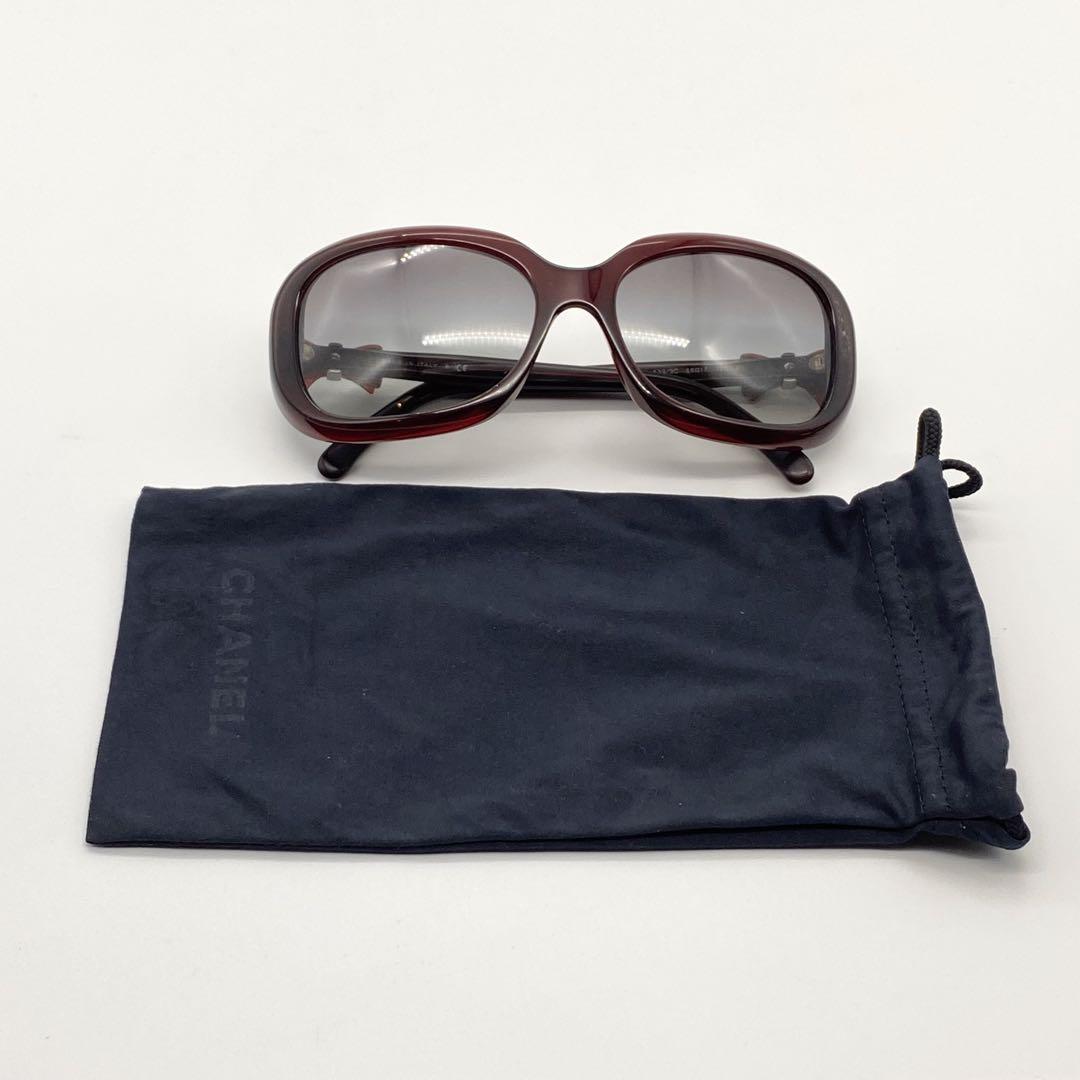 シャネル　CHANEL サングラス　58□17 135 リボン 美品】CHANEL・シャネル・サングラス・リボン・赤・58◻︎17 135