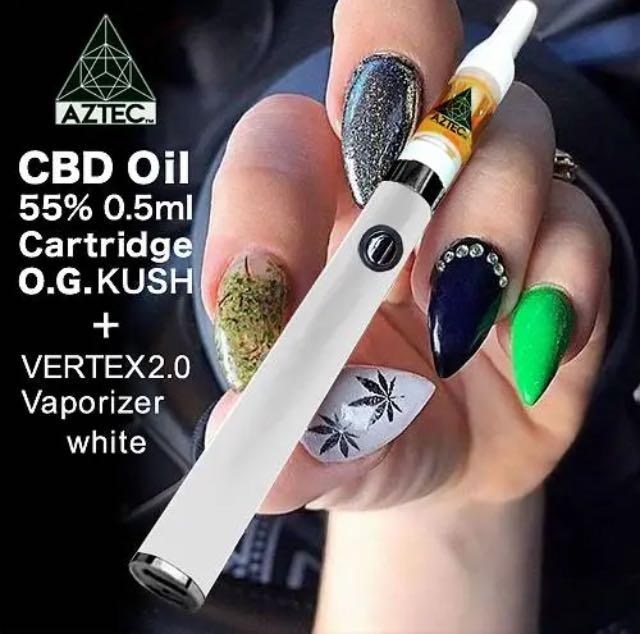 ボタンを アステカ OGクシュ すぐ吸えるスターターキット白 aEwkC-m84540458295 CBD 55%カートリッジ コスメ・