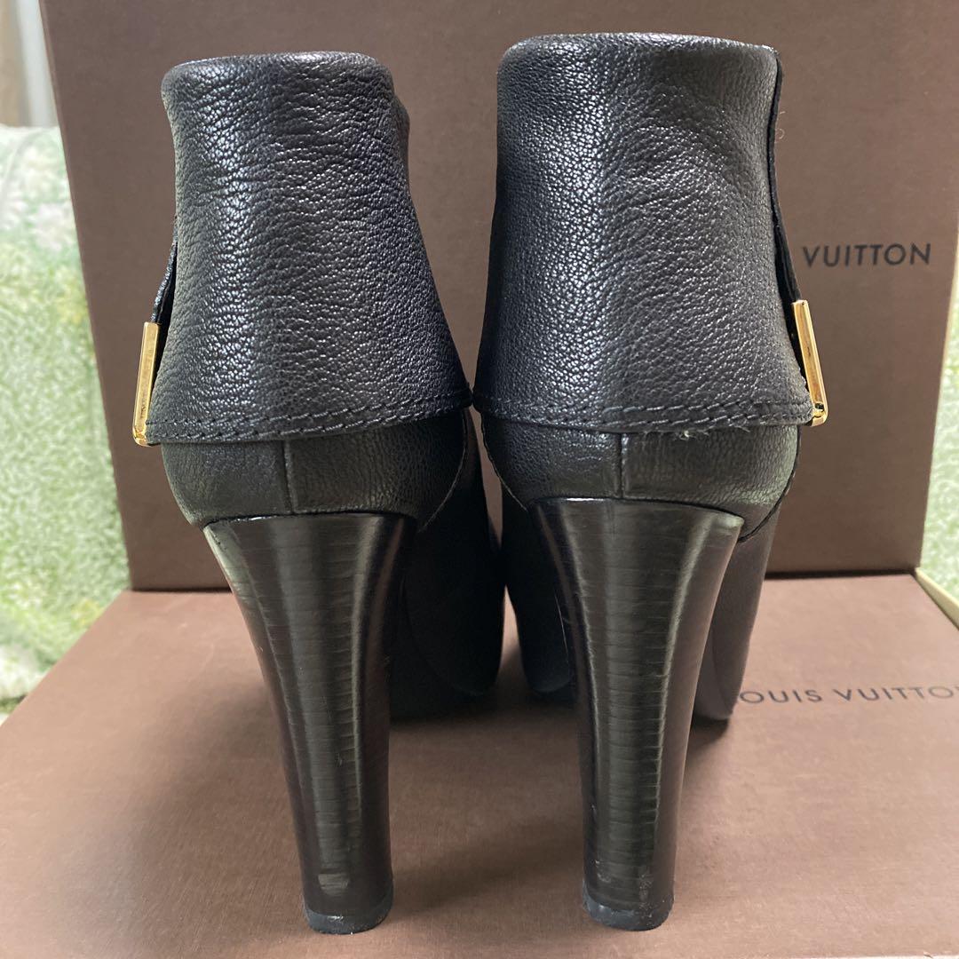 【美品】Louis Vuitton ブラック レザー ブーティ【付属品アリ】
